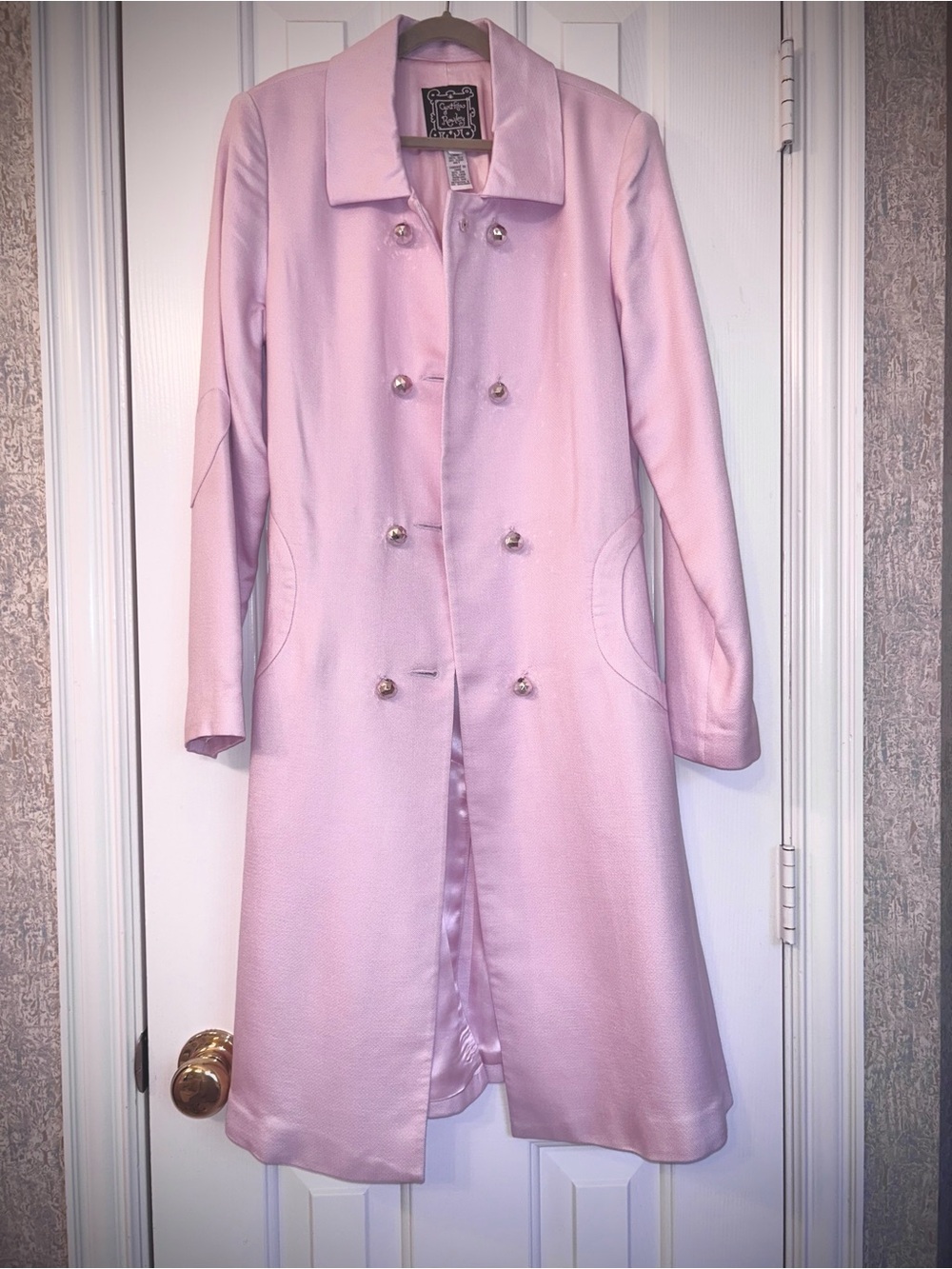Cynthia Rowley Light Pink Lavender Silk Duster with Silver Disco Buttons
